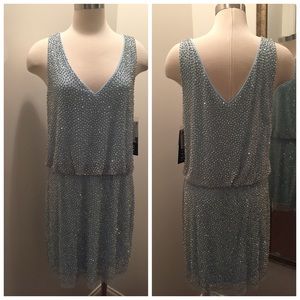 Blue Xscape Beaded Dress